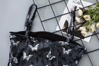 Black Velvet Butterfly Print Slim Fit Cami Dress