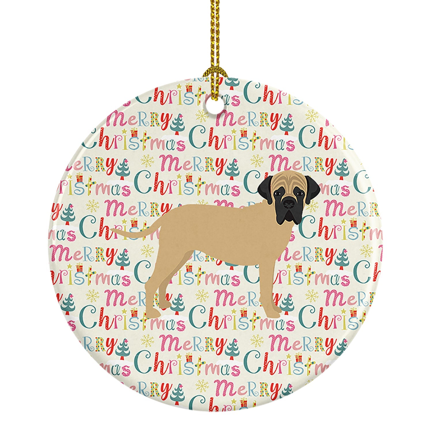 Bullmastiff Merry Christmas Ceramic Ornament