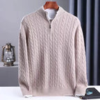 Men's Warm High Collar Zipper Twist Sweater Top