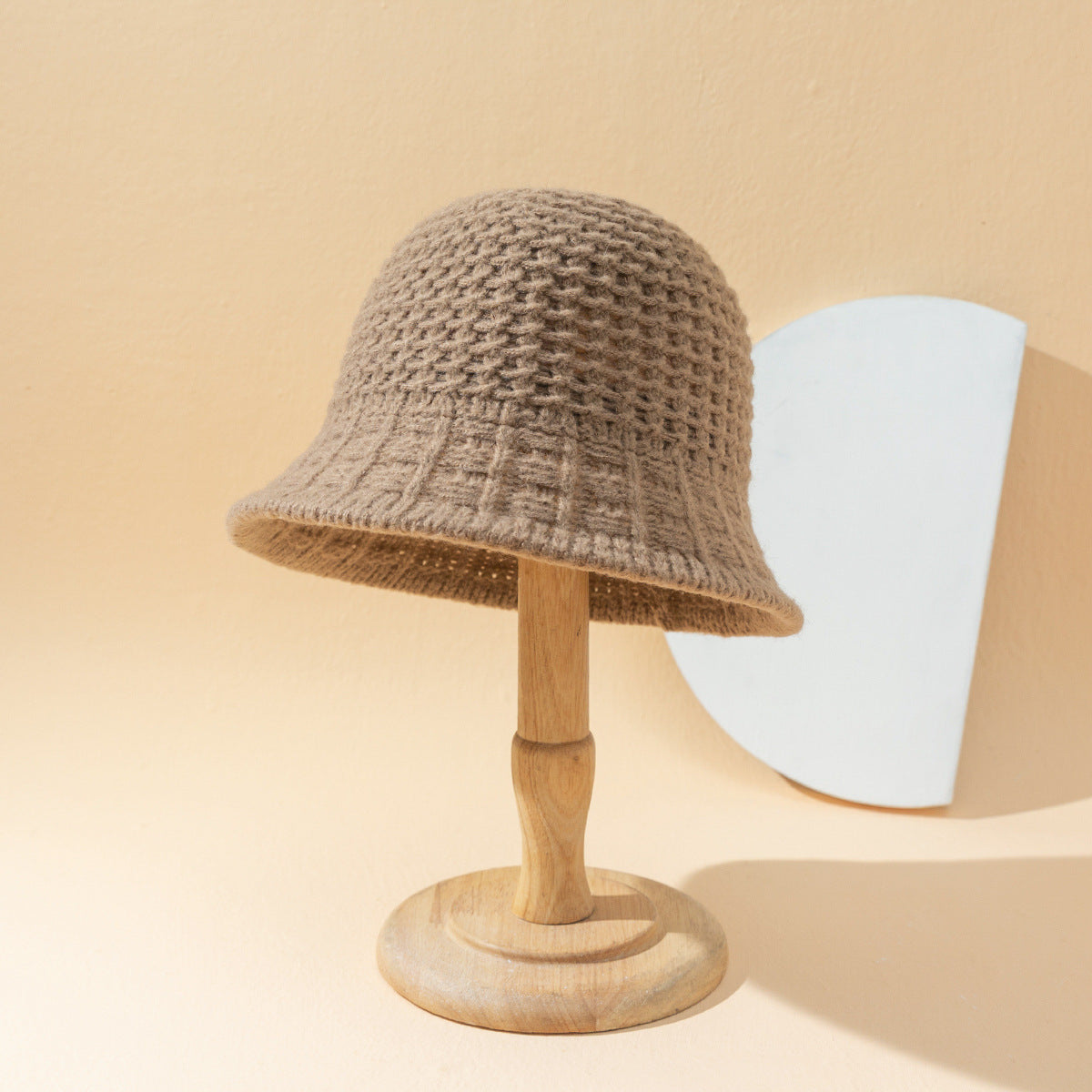 Women's Knitted Wool Blend Bucket Hat with Pineapple Design | Embroidered Cap
