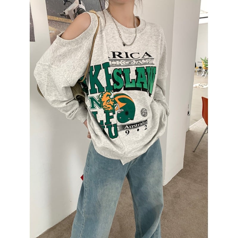 Women's Grey Sweatshirt with Unique Design | Streetwear