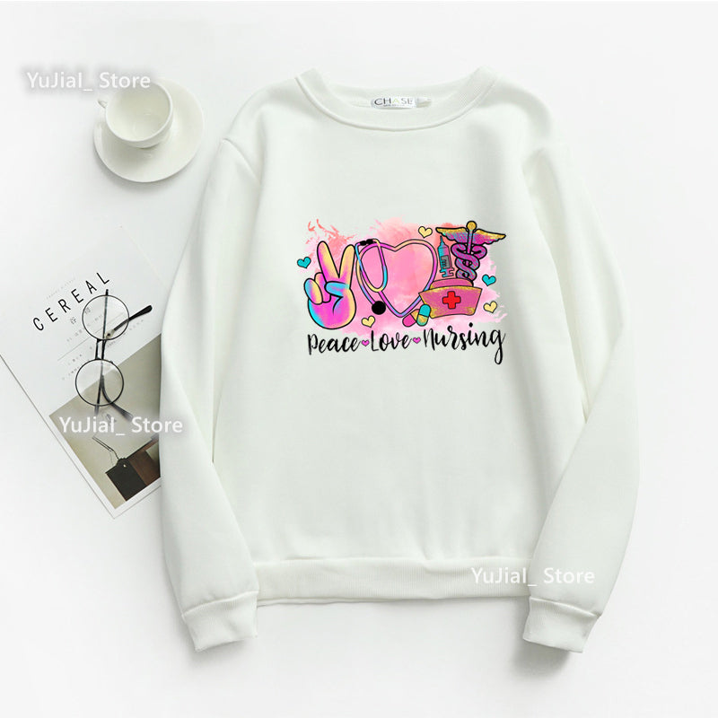 Nurse Heart Print Hoodie for Women - Fashionable Autumn/Winter | Streetwear
