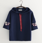 Japanese Style Thick Fleece Hooded Sweater with Embroidery