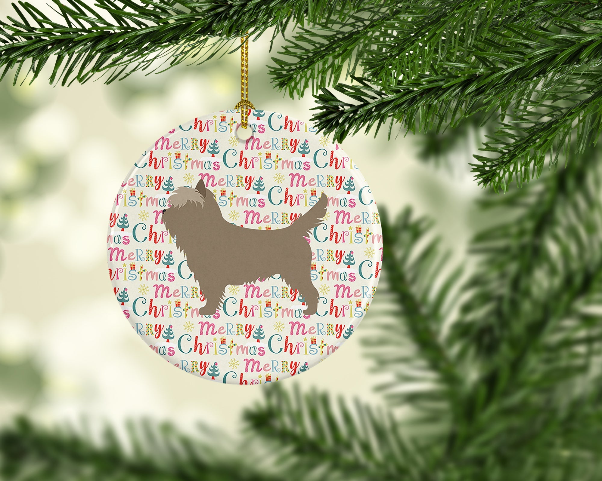 Cairn Terrier Merry Christmas Ceramic Ornament