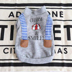 Striped Sweater for Dogs with Fake Suspenders Design