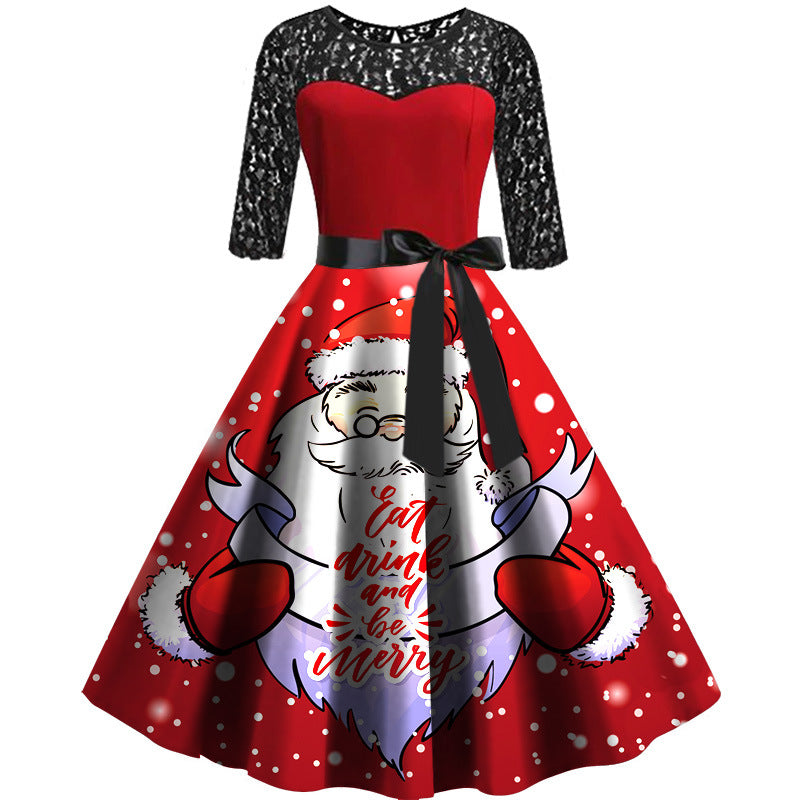 Women's Christmas Digital Dress for Seniors