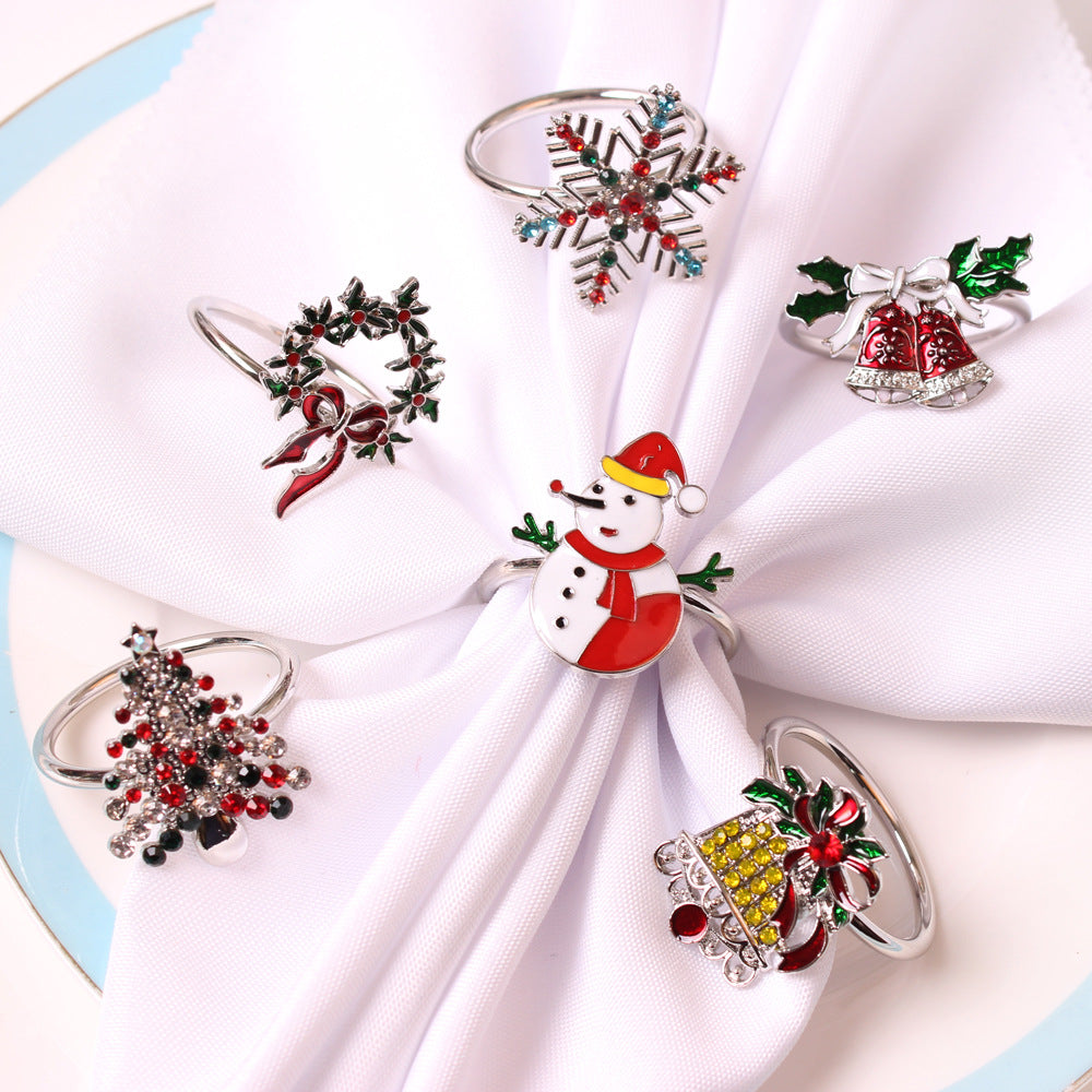 New Christmas Tree Napkin Rings with Snowflake Design