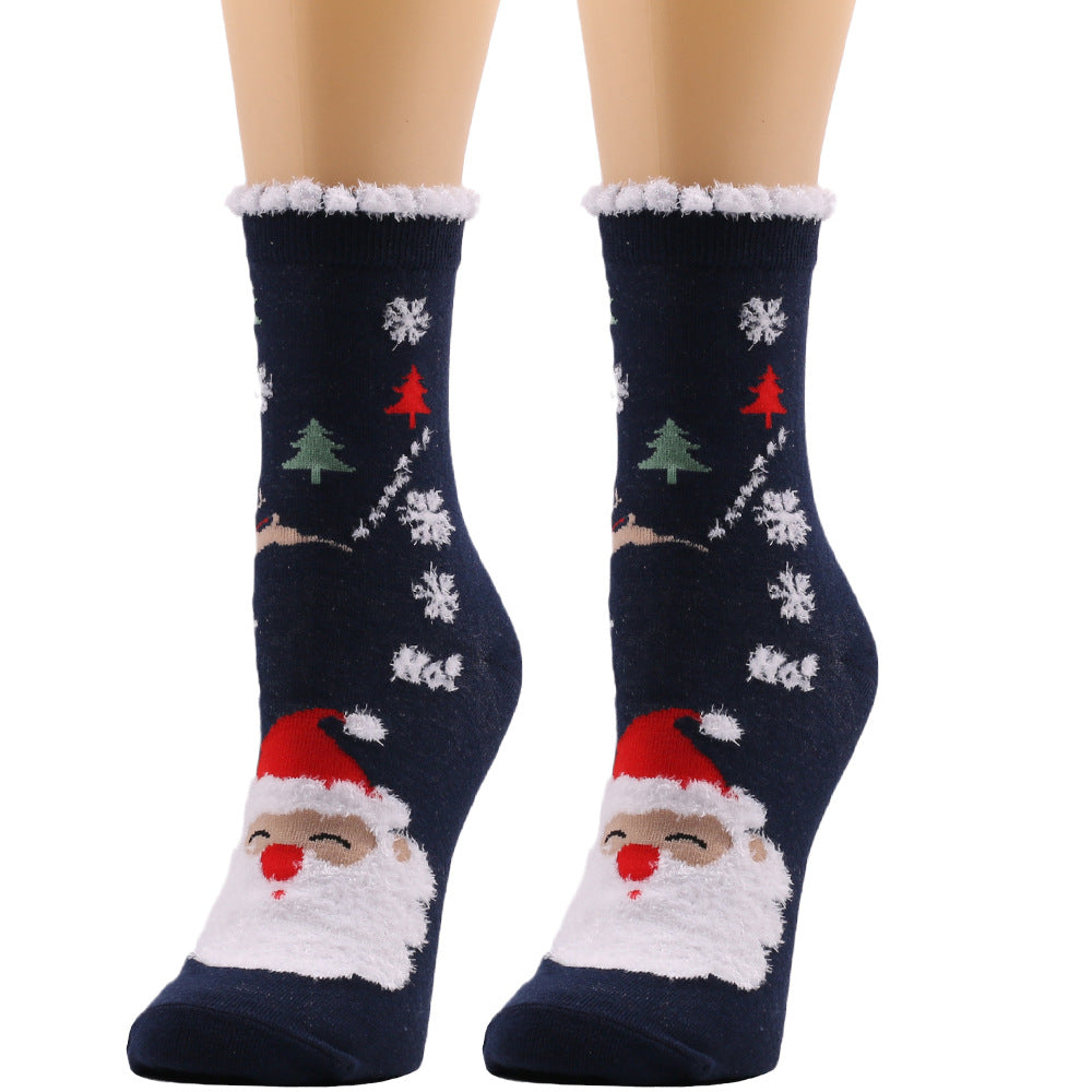 Women's Plush Christmas Mid Calf Socks for Autumn/Winter