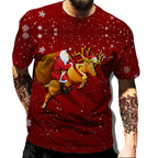 Christmas Print Casual Men's Polyester T-Shirt | Streetwear
