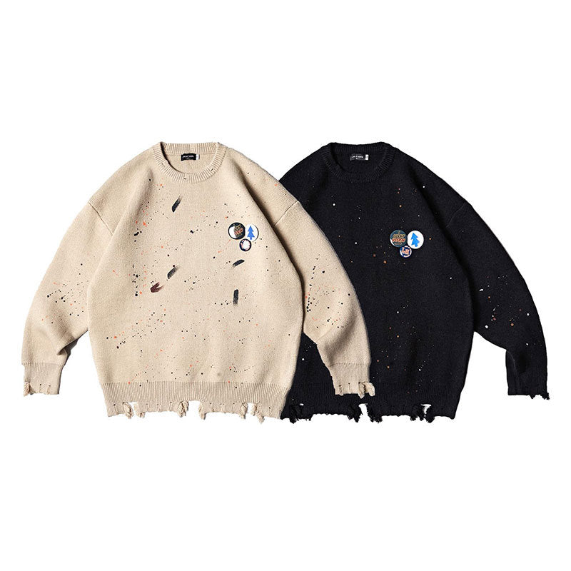 Paint Splash Casual Round Neck Sweater for All