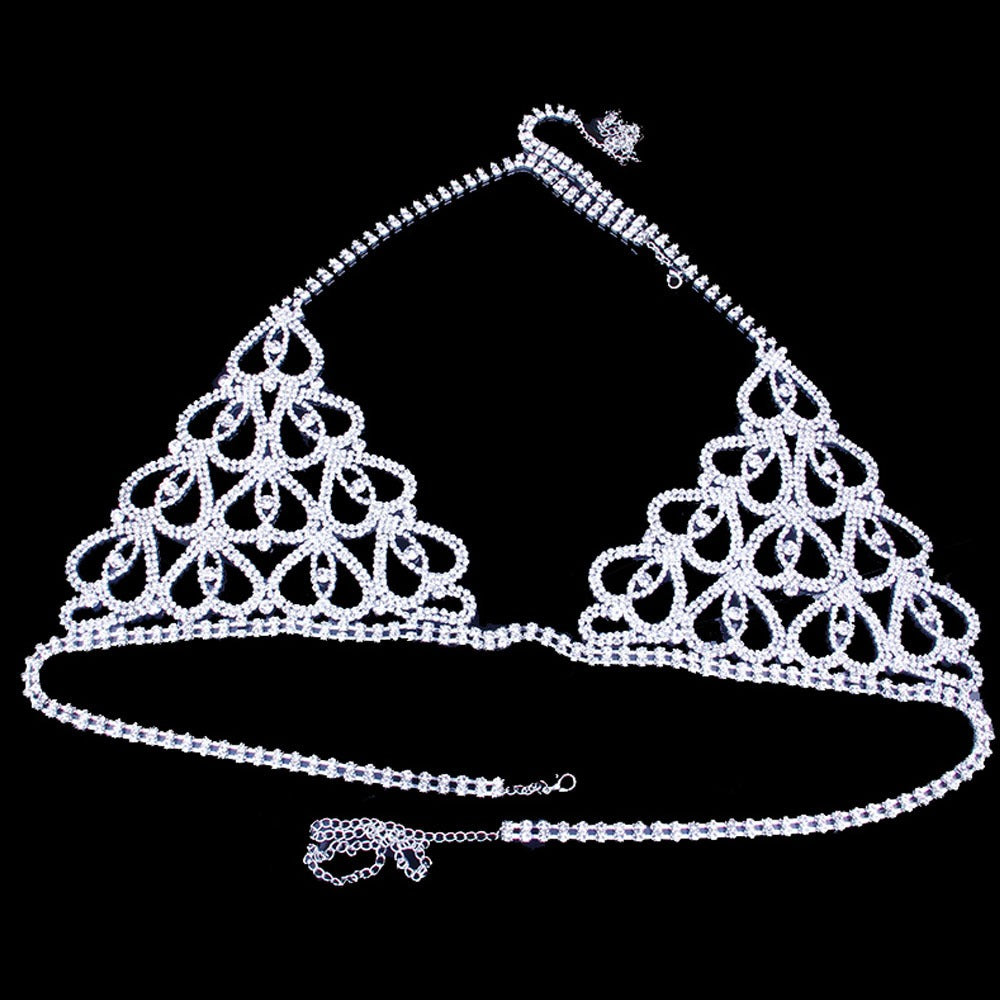 Rhinestone Body Chain Lingerie Set