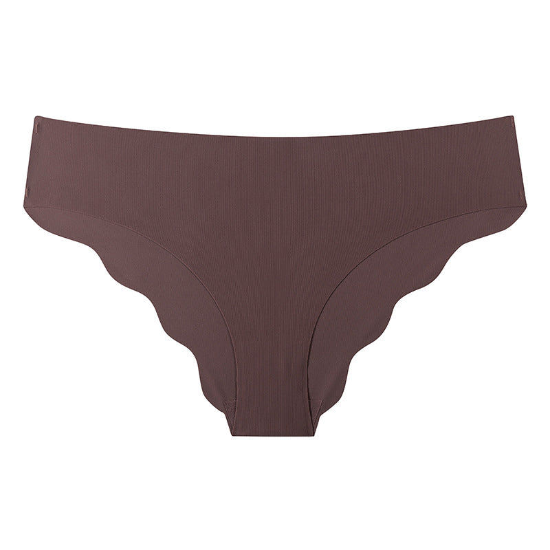 Seamless Ice Silk Ruffled Low Waist Panties