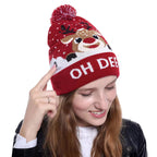 New Style! LED Christmas Hat Beanie Light up Illuminate Warm Hat 48 Patterns New Year Snowman Sweater Hat Christmas Decorations | Embroidered Cap