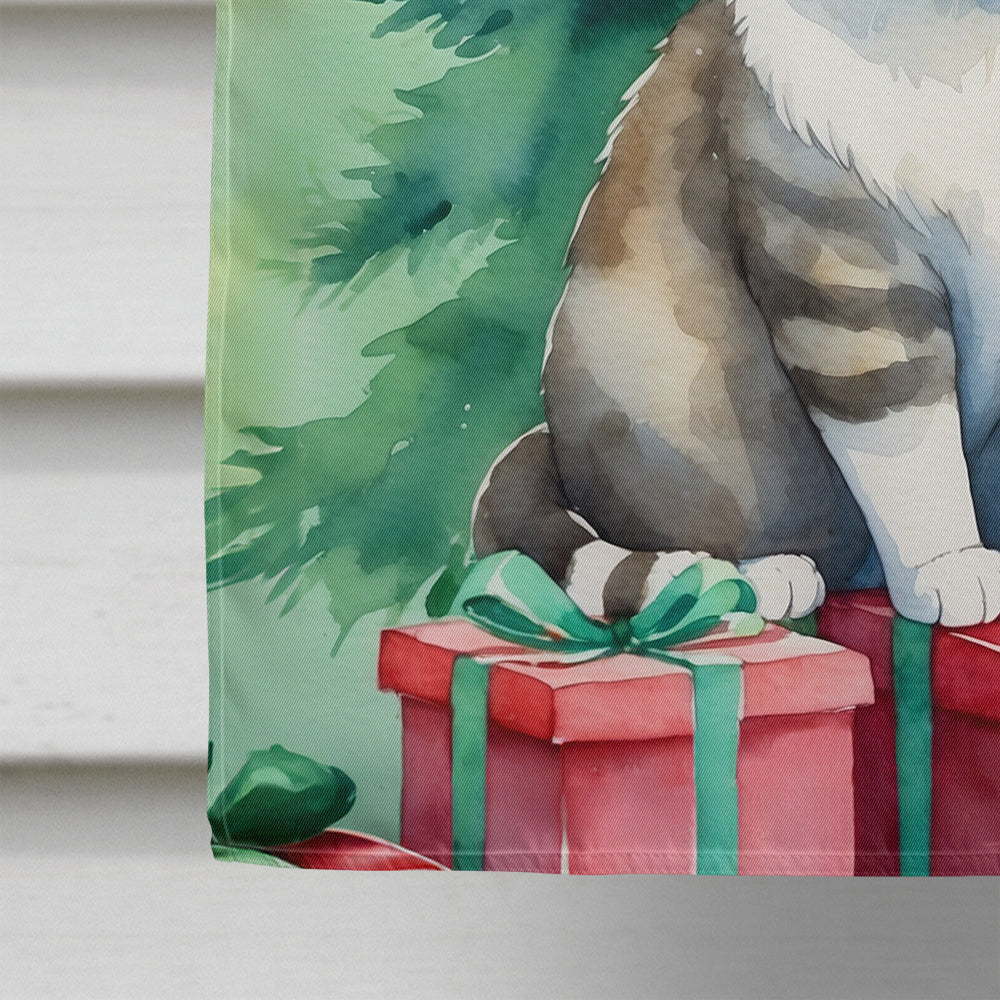 Li Hua Cat By the Christmas Tree House Flag