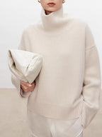 Solid Color Turtleneck Sweater - Warm & Comfortable