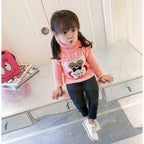 Korean Cartoon Owl Sweater with High Neck and Long Sleeves