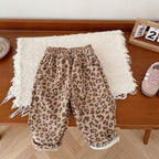 Children's Floral Fleece-lined Warm Pants for Babies