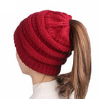 Pony Beanie Super Cute Cable Knit Hat | Embroidered Cap