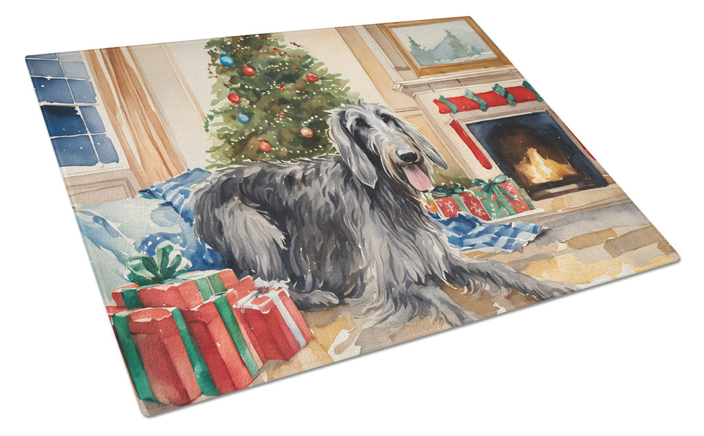 Scottish Deerhound Cozy Christmas Glass Cutting Board