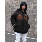 Retro Letter Embroidery Bomber Jacket for Men and Women