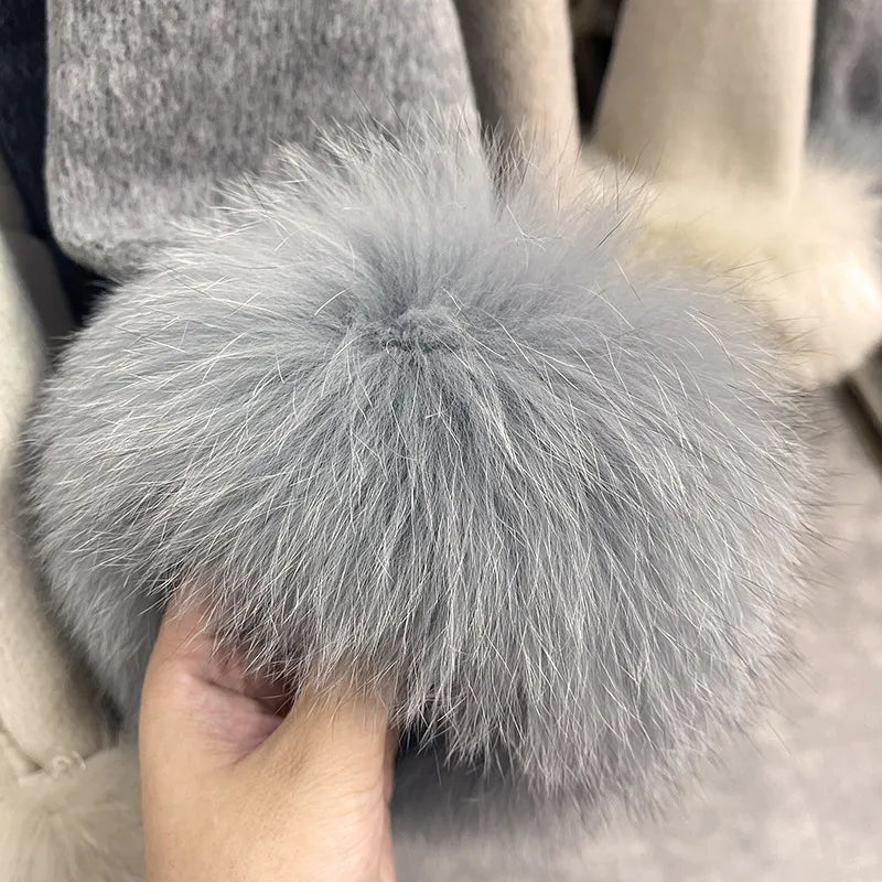 Fox Fur Elegant Double-sided Cashmere Coat