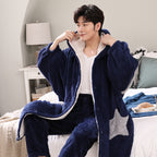 Men's Coral Fleece Pajama Set for Autumn and Winter