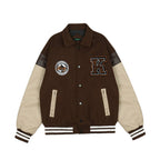 Embroidered PU Leather Baseball Jacket for Men