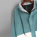 Korean College Style Color Block Hooded Jacket for Women