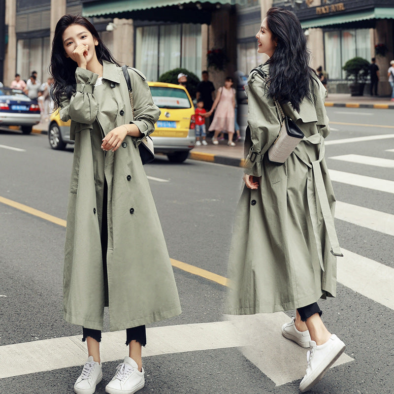 Trendy Long Loose Waist Trench Coat for Women