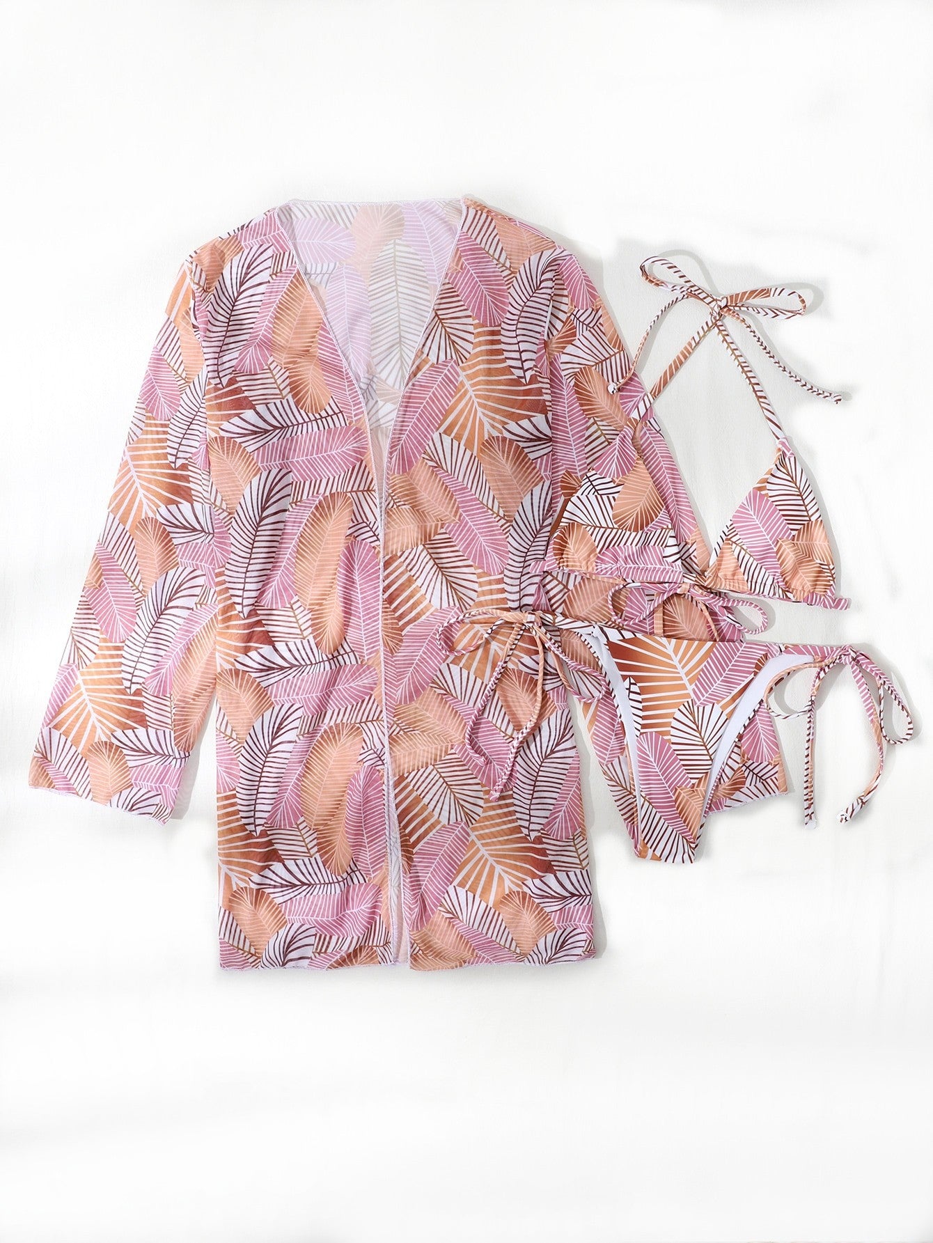 Women's Sexy 3-Piece Bikini Set with Long Cover-Up
