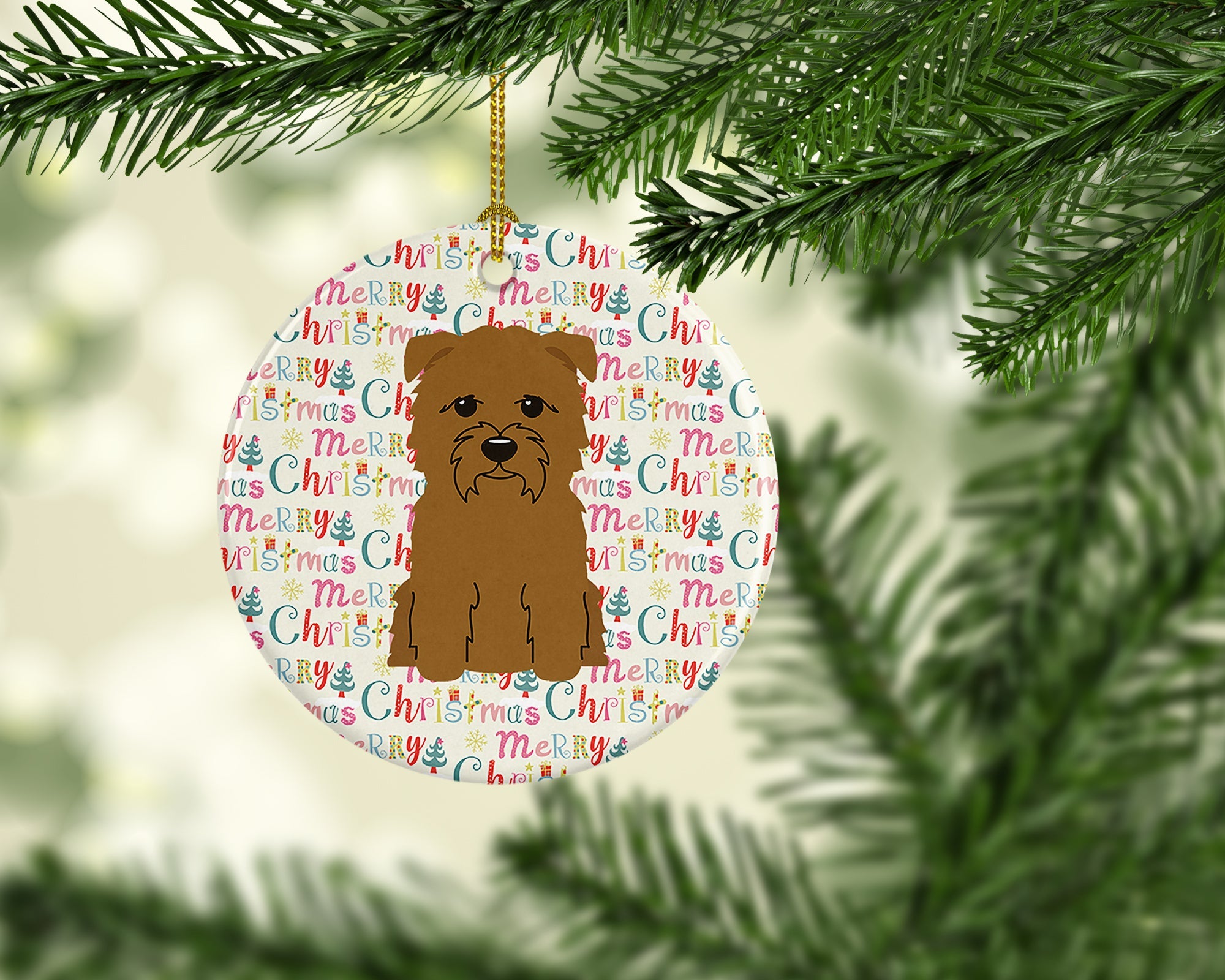 Merry Christmas Glen of Imal Tan Ceramic Ornament
