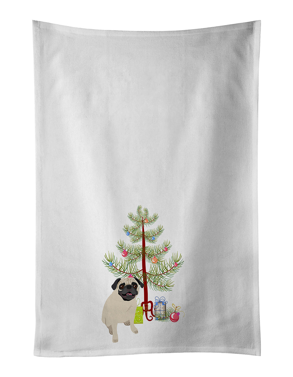 Pug Fawn #2 Christmas Kitchen Towel Set of 2