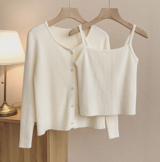 Slim Cardigan Set with Tank Top (One Set)