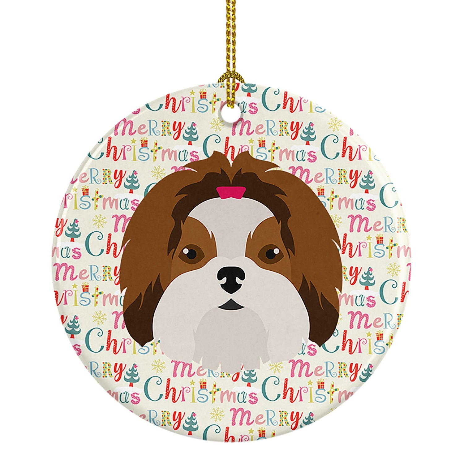 Imperial Shih Tzu Merry Christmas Ceramic Ornament