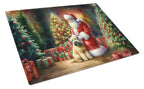 Wheaten Terrier and Santa Claus Glass Cutting Board