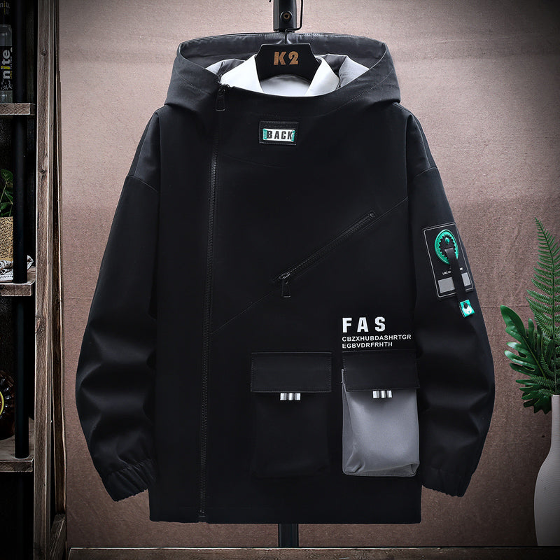 Men's Casual Hooded Windbreaker Jacket - Large Size 4XL