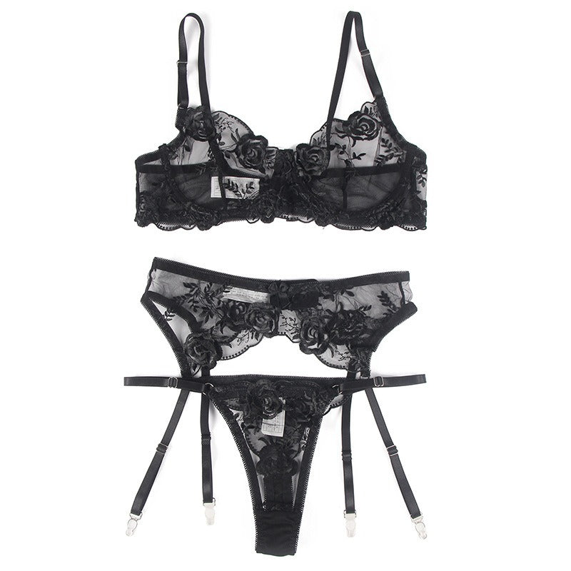 Lace Embroidered Bra Set