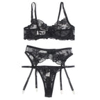 Lace Embroidered Bra Set