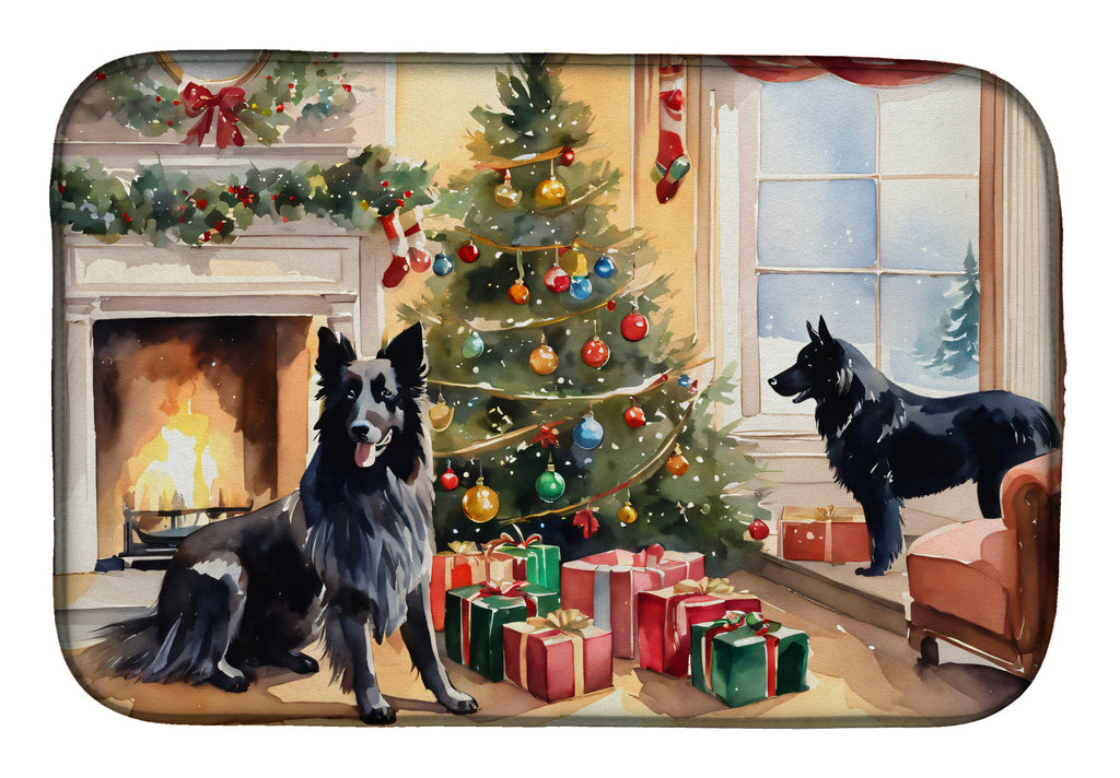 Belgian Sheepdog Cozy Christmas Dish Drying Mat