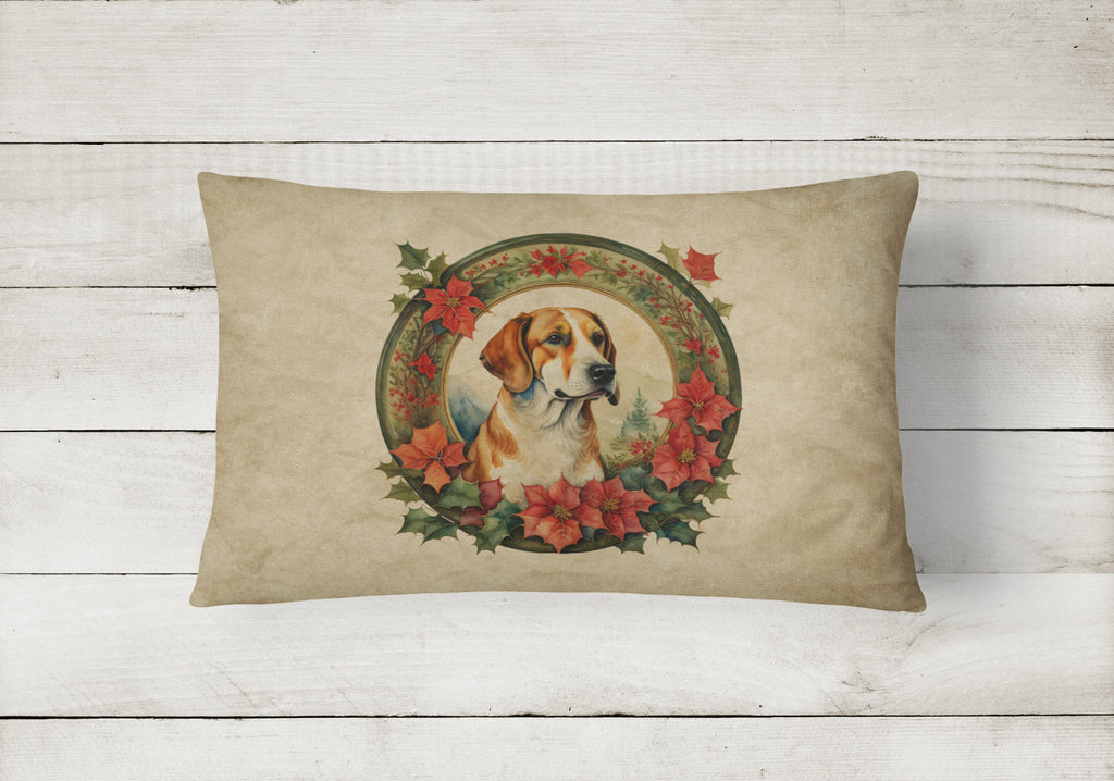 English Foxhound Christmas Flowers Throw Pillow
