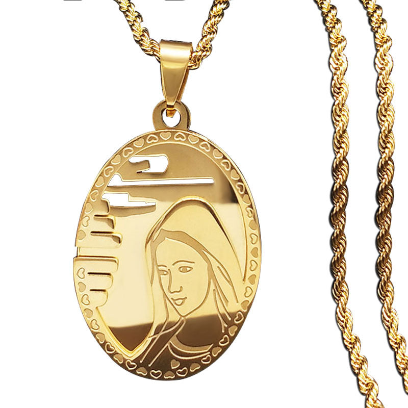 Mary Mother of God Stainless Steel Pendant Necklace