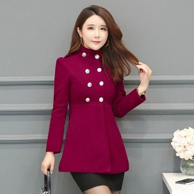 Slim Plus Size Mid-Length Woolen Coat