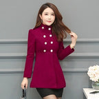 Slim Plus Size Mid-Length Woolen Coat