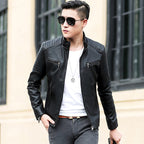 Handsome Leather Motorcycle Jacket for Spring and Autumn