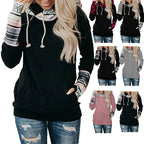 Women's Versatile Hooded Sweater with Print Design