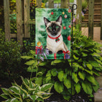 Siamese Cat By the Christmas Tree Garden Flag