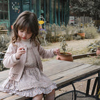 Korean Girl's Long Sleeve Knit Top with Lace Design