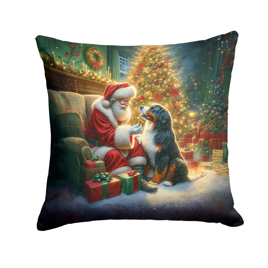 Bernese Mountain Dog and Santa Claus Throw Pillow