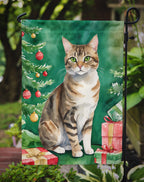California Spangled Cat By the Christmas Tree Garden Flag