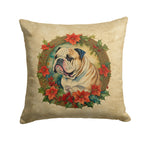 English Bulldog Christmas Flowers Throw Pillow